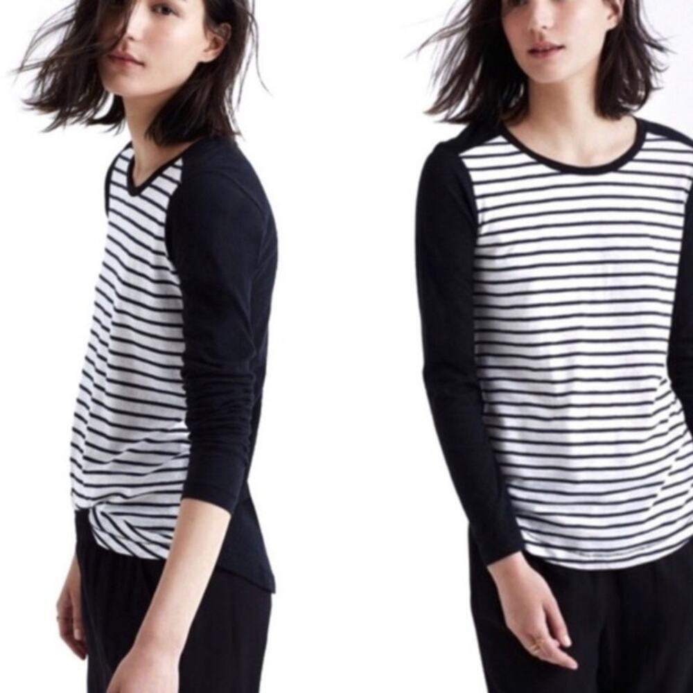 Madewell Whisper Stripe block raglan tee size S
